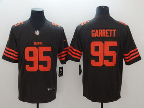 Personalized Browns 95 Myles Garrett Brown Color Rush Limited Jersey