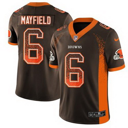 Personalized Browns #6 Baker Mayfield Brown Team Color Men’s Stitched NFL Limited Rush Drift Fashion Jersey