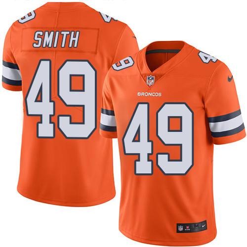 Personalized Broncos 49 Dennis Smith Orange Color Rush Limited Jersey