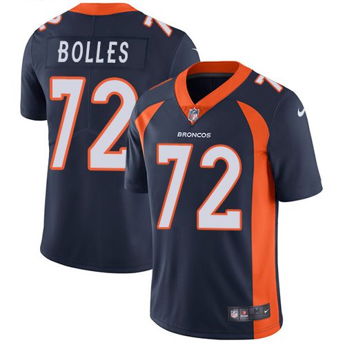 Personalized Broncos 72 Garett Bolles Navy Untouchable Limited Jersey