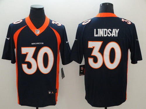 Personalized Broncos 30 Phillip Lindsay Navy Untouchable Limited Jersey