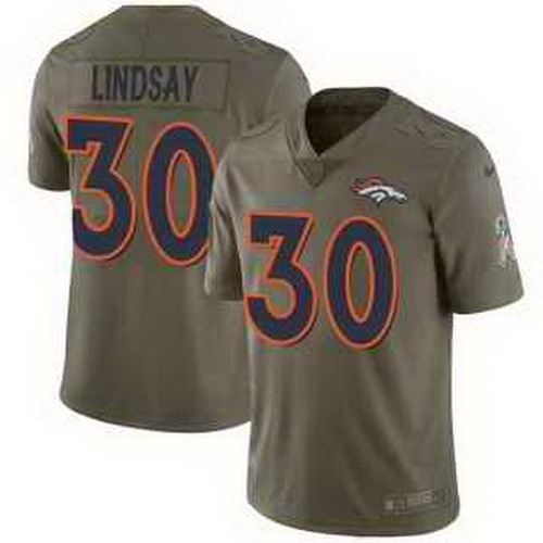 Personalized Broncos 30 Phillip Lindsay Olive Salute To Service Limited Jersey