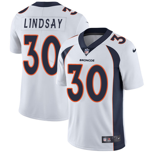 Personalized Broncos #30 Phillip Lindsay White Men’s Stitched NFL Untouchable Limited Jersey