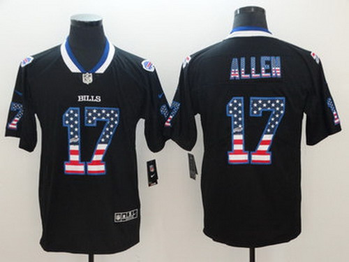 Personalized Bills 17 Josh Allen Black USA Flag Fashion Limited Jersey
