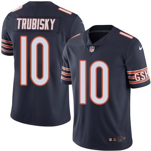 Personalized Bears 10 Mitchell Trubisky Navy Untouchable Limited Jersey