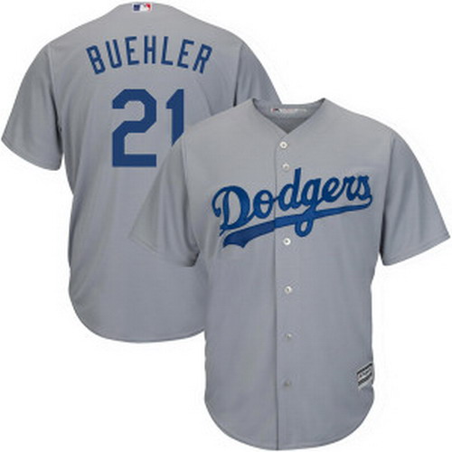 Personalized Men’s Los Angeles Dodgers #21 Walker Buehler Player Gray Cool Base Road Jersey