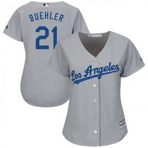 Personalized Women’s Los Angeles Dodgers #21 Walker Buehler Player Authentic Gray Cool Base Road Jersey