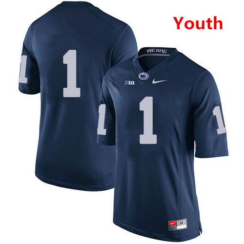 Personalized Youth Penn State Nittany Lions #1 KJ Hamler NCAA Navy Blue Stitched Jersey Without Name