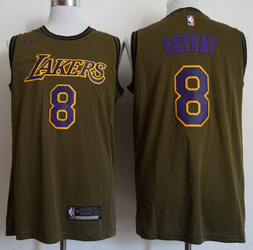 Personalized Lakers 8 Kobe Bryant Olive Swingman Jersey
