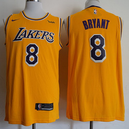 Personalized Lakers 8 Kobe Bryant Gold 2018-19 Swingman Jersey