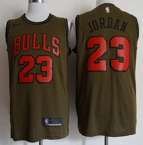 Personalized Bulls 23 Michael Jordan Olive Swingman Jersey