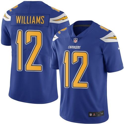 Personalized Chargers 12 Mike Williams Electric Blue Color Rush Limited Jersey