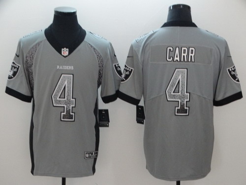 Personalized Raiders 4 Derek Carr Gray Drift Fashion Limited Jersey