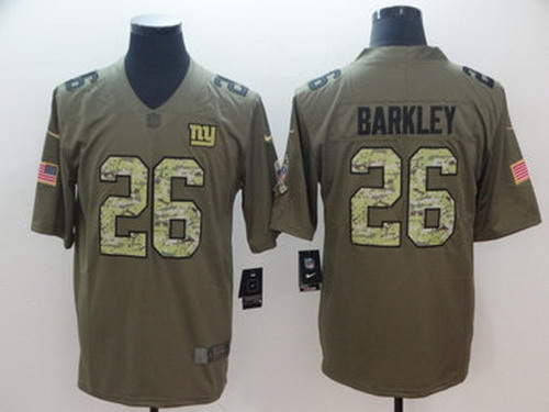 Personalized Giants 26 Saquon Barkley Olive Camo Salute To Service Limited Jersey