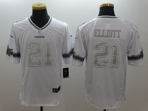 Personalized Cowboys 21 Ezekiel Elliott White Platinum Limited Jersey