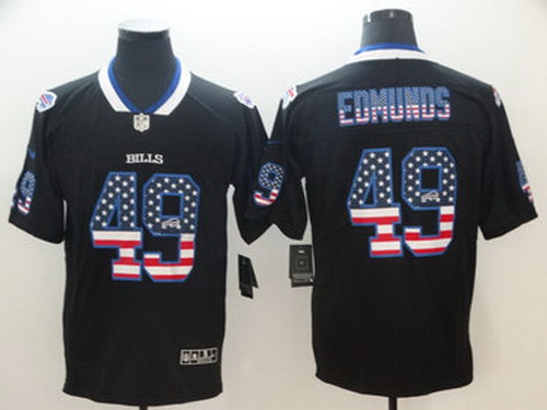 Personalized Bills 49 Tremaine Edmunds Black USA Flag Fashion Limited Jersey
