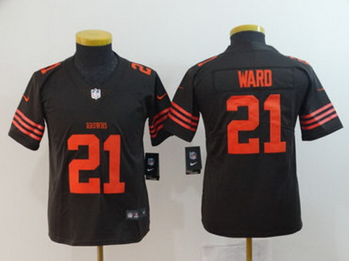 Personalized Browns 21 Denzel Ward Brown Youth Color Rush Limited Jersey