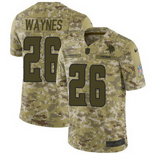 Personalized Vikings #26 Trae Waynes Camo Men’s Stitched NFL Limited 2018 Salute To Service Jersey
