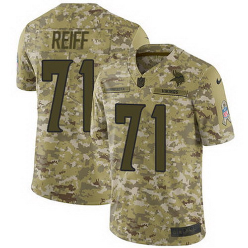 Personalized Vikings #71 Riley Reiff Camo Men’s Stitched NFL Limited 2018 Salute To Service Jersey
