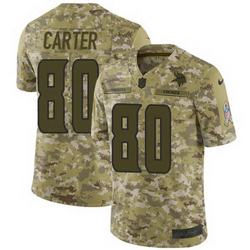 Personalized Vikings #80 Cris Carter Camo Men’s Stitched NFL Limited 2018 Salute To Service Jersey