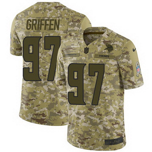 Personalized Vikings #97 Everson Griffen Camo Men’s Stitched NFL Limited 2018 Salute To Service Jersey