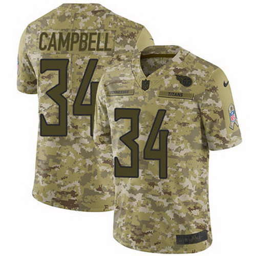 Personalized Titans #34 Earl Campbell Camo Men’s Stitched NFL Limited 2018 Salute To Service Jersey