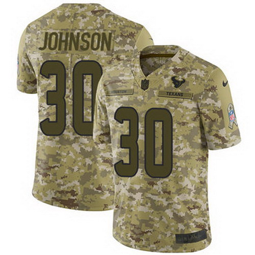 Personalized Texans #30 Kevin Johnson Camo Men’s Stitched NFL Limited 2018 Salute To Service Jersey