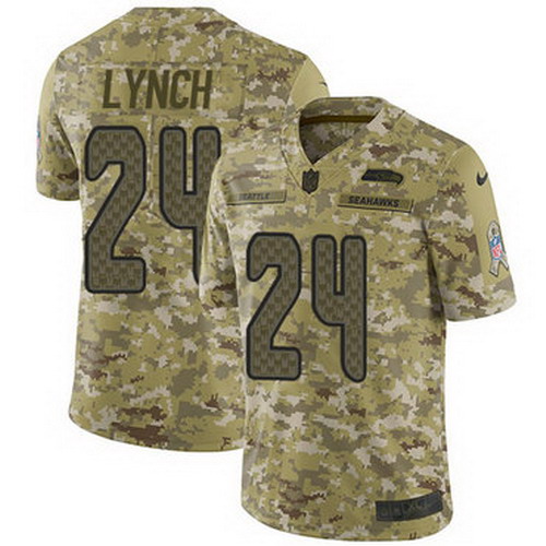 Personalized Seahawks #24 Marshawn Lynch Camo Men’s Stitched NFL Limited 2018 Salute To Service Jersey