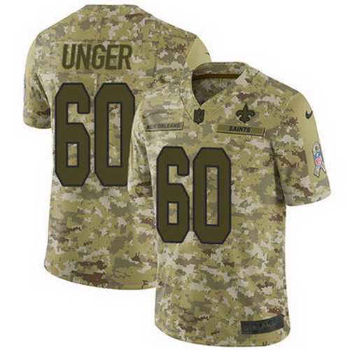 Personalized Saints #60 Max Unger Camo Men’s Stitched NFL Limited 2018 Salute To Service Jersey