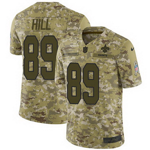 Personalized Saints #89 Josh Hill Camo Men’s Stitched NFL Limited 2018 Salute To Service Jersey