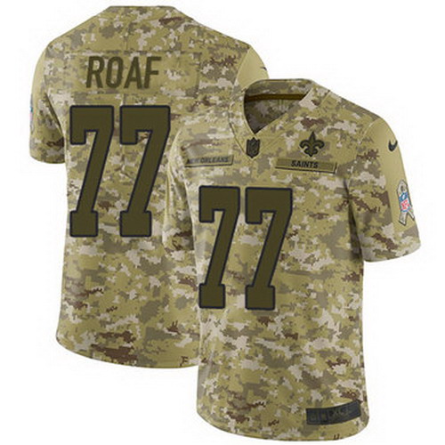 Personalized Saints #77 Willie Roaf Camo Men’s Stitched NFL Limited 2018 Salute To Service Jersey