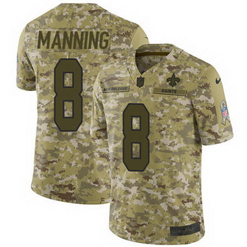 Personalized Saints #8 Archie Manning Camo Men’s Stitched NFL Limited 2018 Salute To Service Jersey