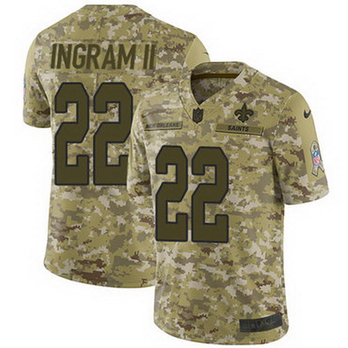 Personalized Saints #22 Mark Ingram II Camo Men’s Stitched NFL Limited 2018 Salute To Service Jersey