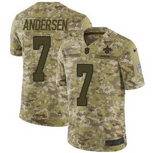 Personalized Saints #7 Morten Andersen Camo Men’s Stitched NFL Limited 2018 Salute To Service Jersey