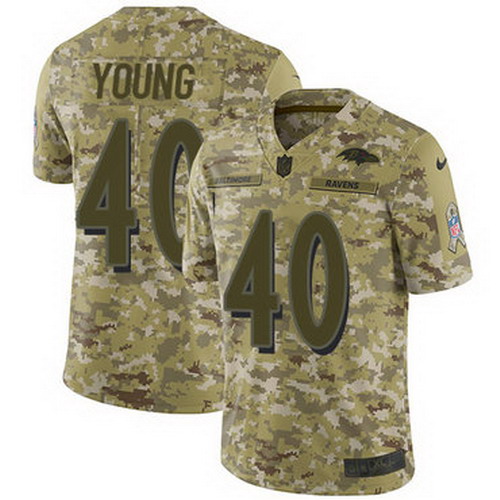 Personalized Ravens #40 Kenny Young Camo Men’s Stitched NFL Limited 2018 Salute To Service Jersey
