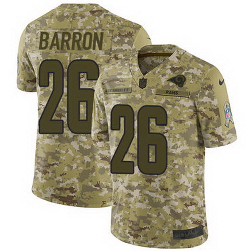 Personalized Rams #26 Mark Barron Camo Men’s Stitched NFL Limited 2018 Salute To Service Jersey