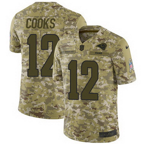 Personalized Rams #12 Brandin Cooks Camo Men’s Stitched NFL Limited 2018 Salute To Service Jersey