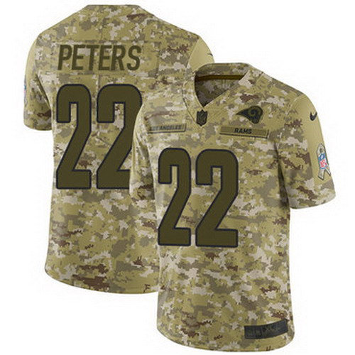 Personalized Rams #22 Marcus Peters Camo Men’s Stitched NFL Limited 2018 Salute To Service Jersey