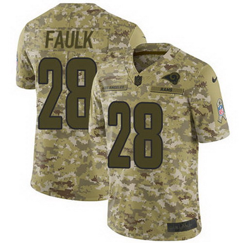 Personalized Rams #28 Marshall Faulk Camo Men’s Stitched NFL Limited 2018 Salute To Service Jersey