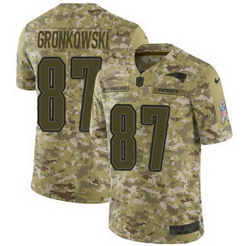 Personalized Patriots #87 Rob Gronkowski Camo Men’s Stitched NFL Limited 2018 Salute To Service Jersey