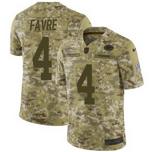 Personalized Packers #4 Brett Favre Camo Men’s Stitched NFL Limited 2018 Salute To Service Jersey