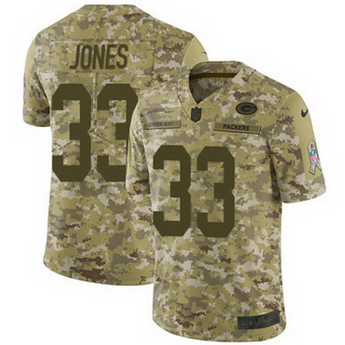 Personalized Packers #33 Aaron Jones Camo Men’s Stitched NFL Limited 2018 Salute To Service Jersey