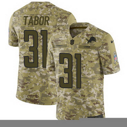 Personalized Lions #31 Teez Tabor Camo Men’s Stitched NFL Limited 2018 Salute To Service Jersey