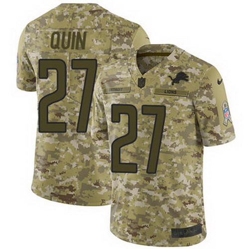 Personalized Lions #27 Glover Quin Camo Men’s Stitched NFL Limited 2018 Salute To Service Jersey