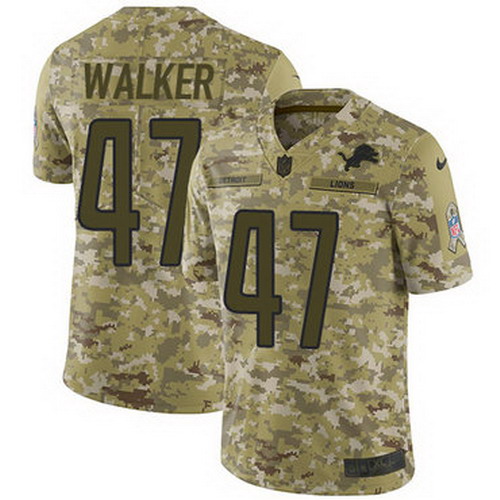 Personalized Lions #47 Tracy Walker Camo Men’s Stitched NFL Limited 2018 Salute To Service Jersey