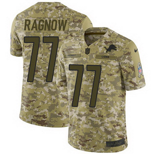 Personalized Lions #77 Frank Ragnow Camo Men’s Stitched NFL Limited 2018 Salute To Service Jersey