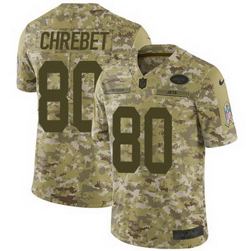 Personalized Jets #80 Wayne Chrebet Camo Men’s Stitched NFL Limited 2018 Salute To Service Jersey