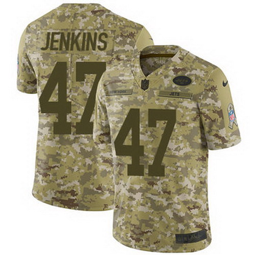Personalized Jets #47 Jordan Jenkins Camo Men’s Stitched NFL Limited 2018 Salute To Service Jersey