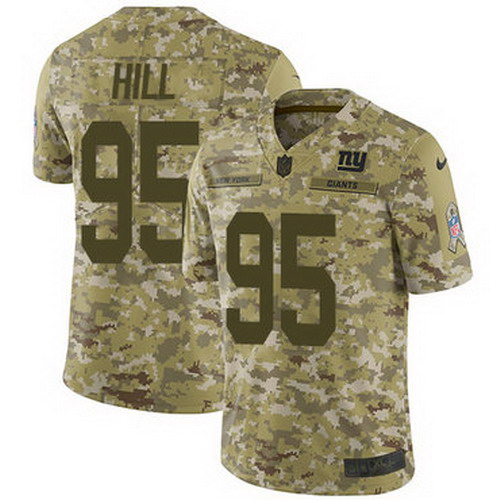 Personalized Giants #95 B.J. Hill Camo Men’s Stitched NFL Limited 2018 Salute To Service Jersey
