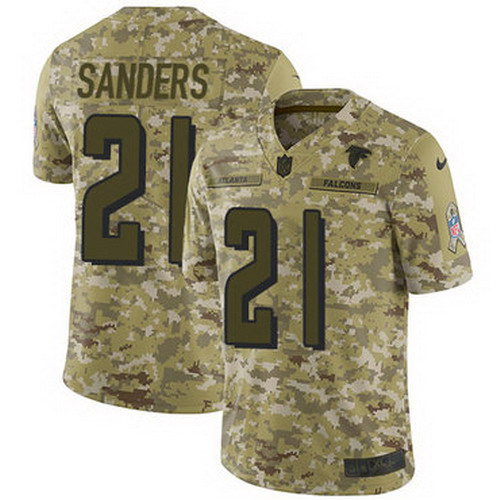 Personalized Falcons #21 Deion Sanders Camo Men’s Stitched NFL Limited 2018 Salute To Service Jersey